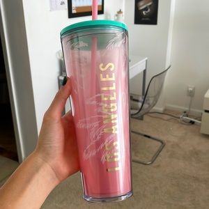 Pink and blue Starbucks refill cup 24oz